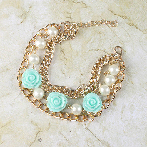 Rose & Pearls Chain Bracelet