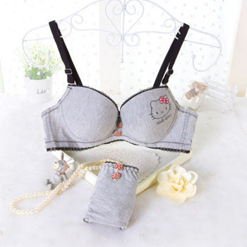 Young Girls Kitty Print Lace Bra
