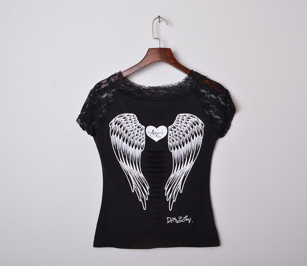 Back Hollow Angel Wings T-shirt