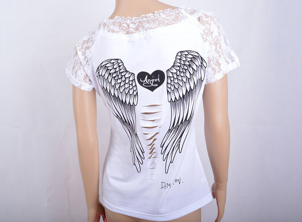 Back Hollow Angel Wings T-shirt