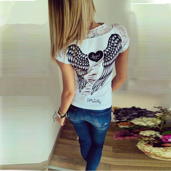Back Hollow Angel Wings T-shirt