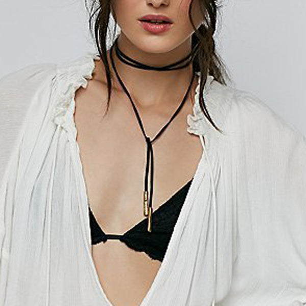 Black PU Leather Chain Necklace