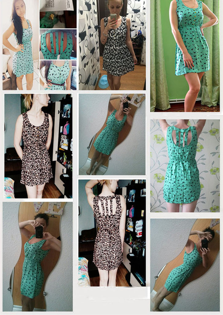 Leopard Print Green Summer Dress