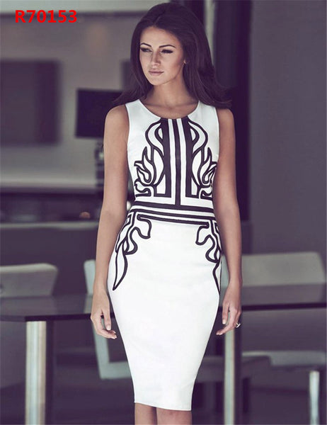estampado senhora elegante formal de trabalho lápis vestido