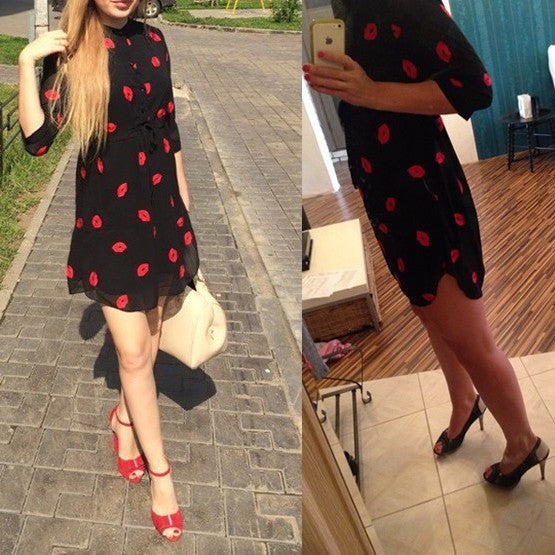 mulheres vestido de Chiffon com faixas