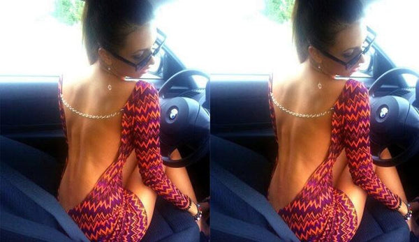 womens sexy abiti party night club dress backless mini maniche lunghe