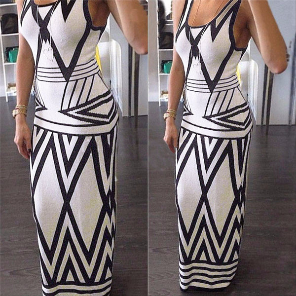 Mulheres geométrica imprimir Maxi vestido