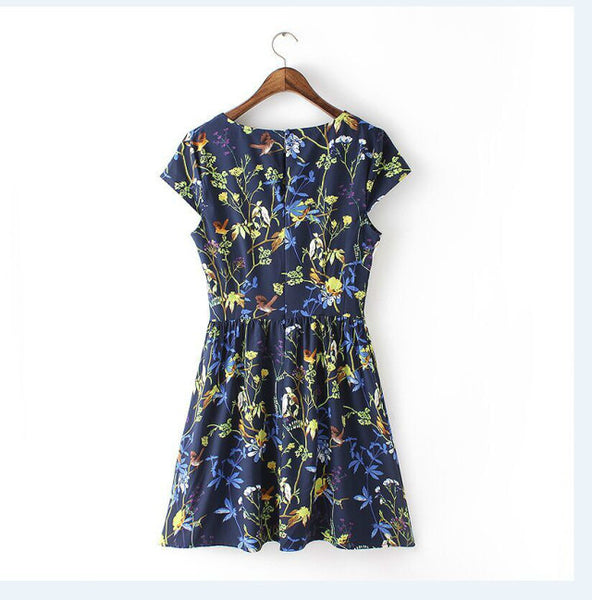 stampati manica corta prom gown abiti abiti temperamento