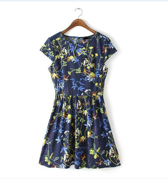 stampati manica corta prom gown abiti abiti temperamento